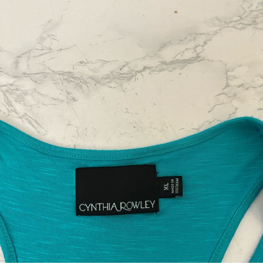 Cynthia Rowley Tank Dress Womens XL Teal Black Colorblock Sleeveless Pullover - Picture 4 of 5